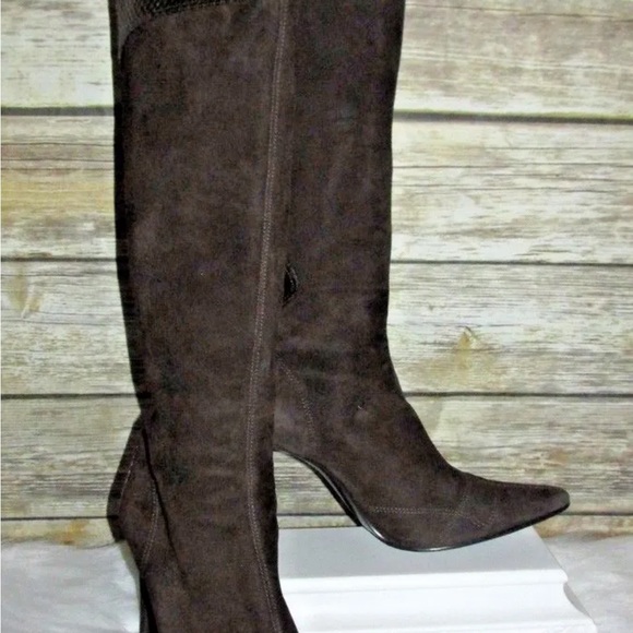 Valerie Stevens Val Flex Alegria 2 Snakeskin Brown Leather Boots - Picture 4 of 8